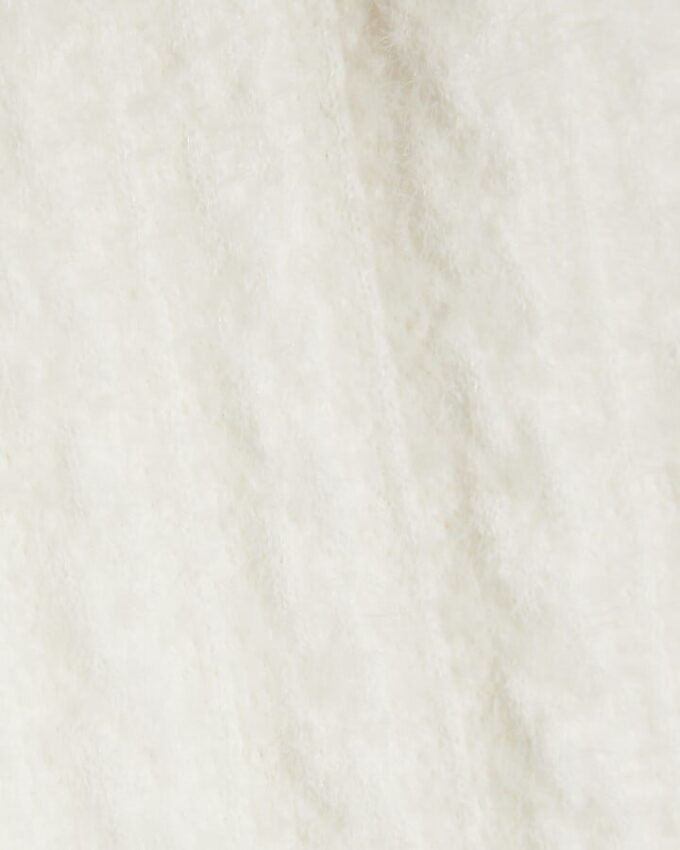 White Long Sleeve Cable Knit Fitted Top