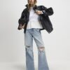 White Long Sleeve Poplin Hem Top