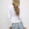 White Long Sleeve Poplin Hem Top