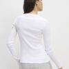 White Long Sleeve Ribbed Popper Top