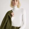 White Long Sleeve Roll Neck Top