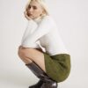 White Long Sleeve Roll Neck Top