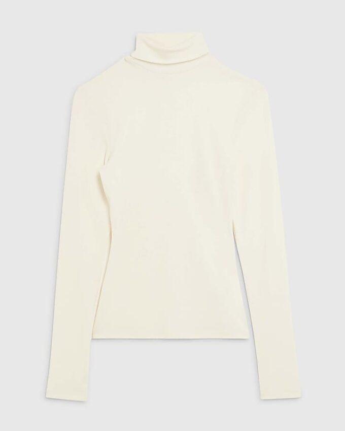 White Long Sleeve Roll Neck Top