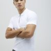White Muscle Fit Ribbed Polo Shirt