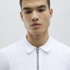 White Muscle Fit Ribbed Polo Shirt