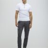 White Muscle Fit Ribbed Polo Shirt