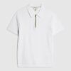 White Muscle Fit Ribbed Polo Shirt