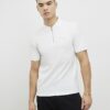 White Muscle Fit Textured Polo Shirt