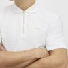 White Muscle Fit Textured Polo Shirt