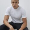 White Muscle Fit Textured T-Shirt