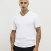 White Muscle Fit V Neck T-Shirt
