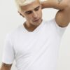 White Muscle Fit V Neck T-Shirt