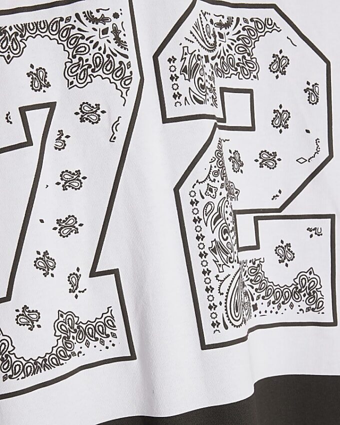 White Oversized Fit 72 Bandana Sports T-Shirt