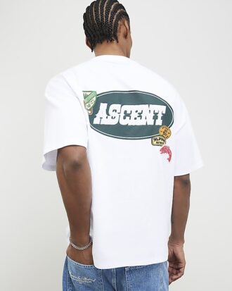 White Oversized Fit Alpine Badging T-Shirt