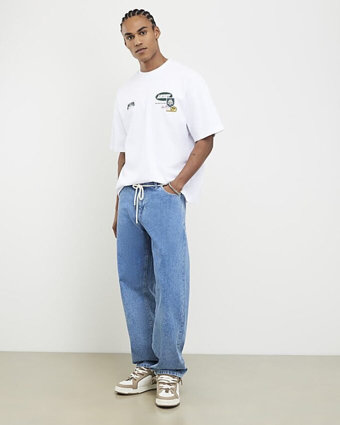 White Oversized Fit Alpine Badging T-Shirt
