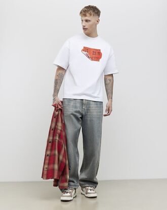 White Oversized Fit Barcode Label T-Shirt