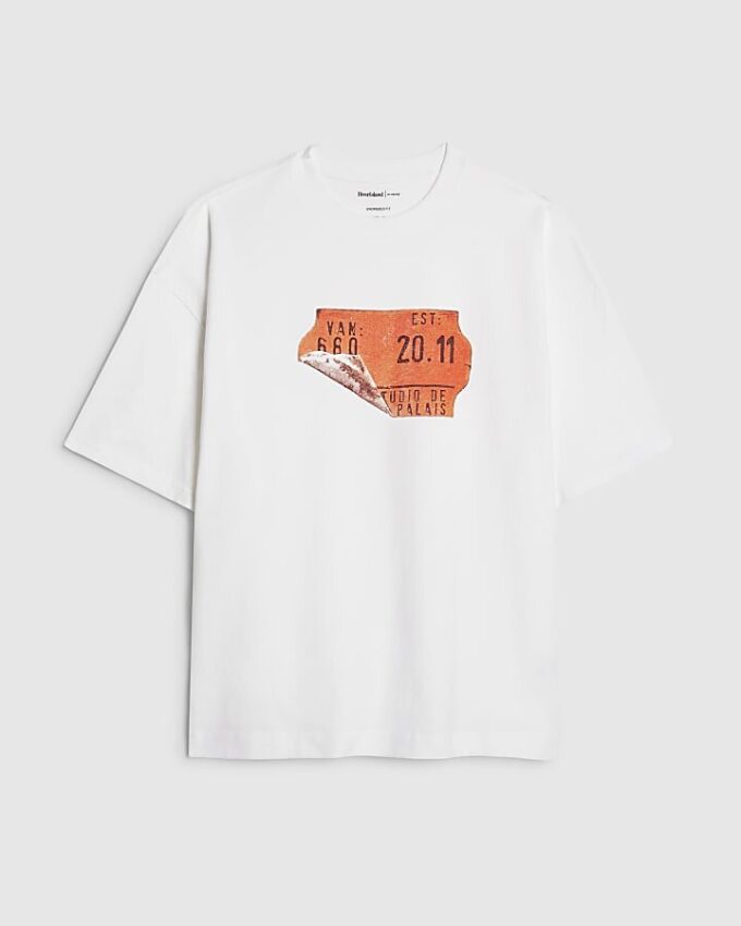 White Oversized Fit Barcode Label T-Shirt