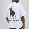White Oversized Fit Doberman T-Shirt