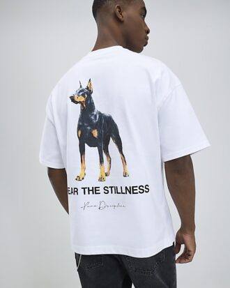White Oversized Fit Doberman T-Shirt