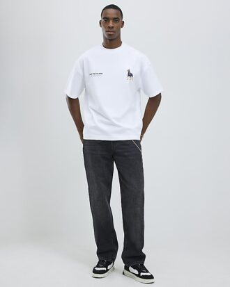 White Oversized Fit Doberman T-Shirt