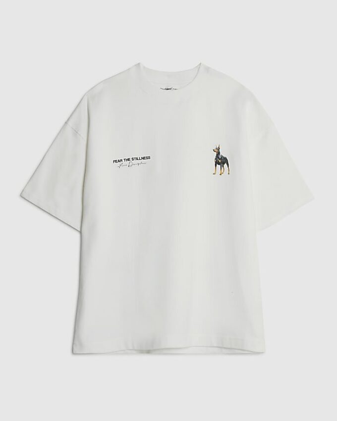 White Oversized Fit Doberman T-Shirt
