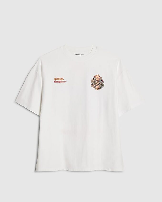 White Oversized Fit Dragon Graffiti T-Shirt