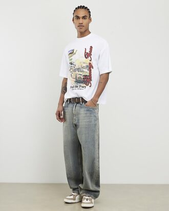 White Oversized Fit Fuel The Fury T-Shirt