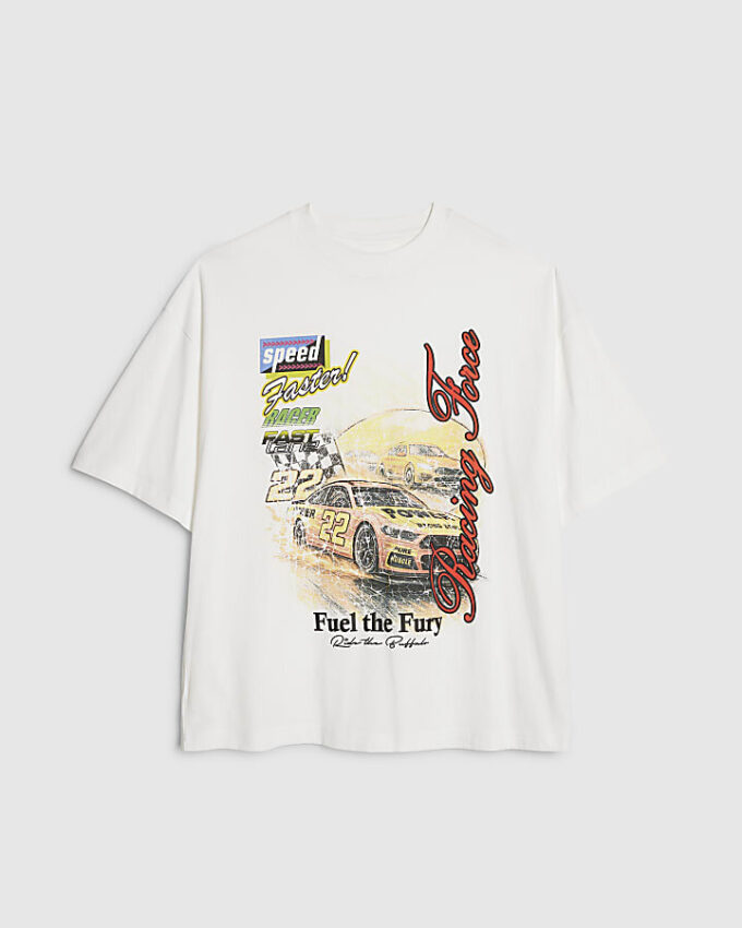 White Oversized Fit Fuel The Fury T-Shirt