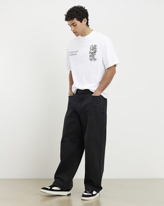 White Oversized Fit Japanese Snake T-shirt