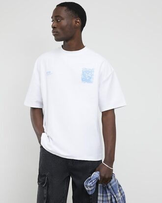 White Oversized Fit Kagawa Dragon T-Shirt