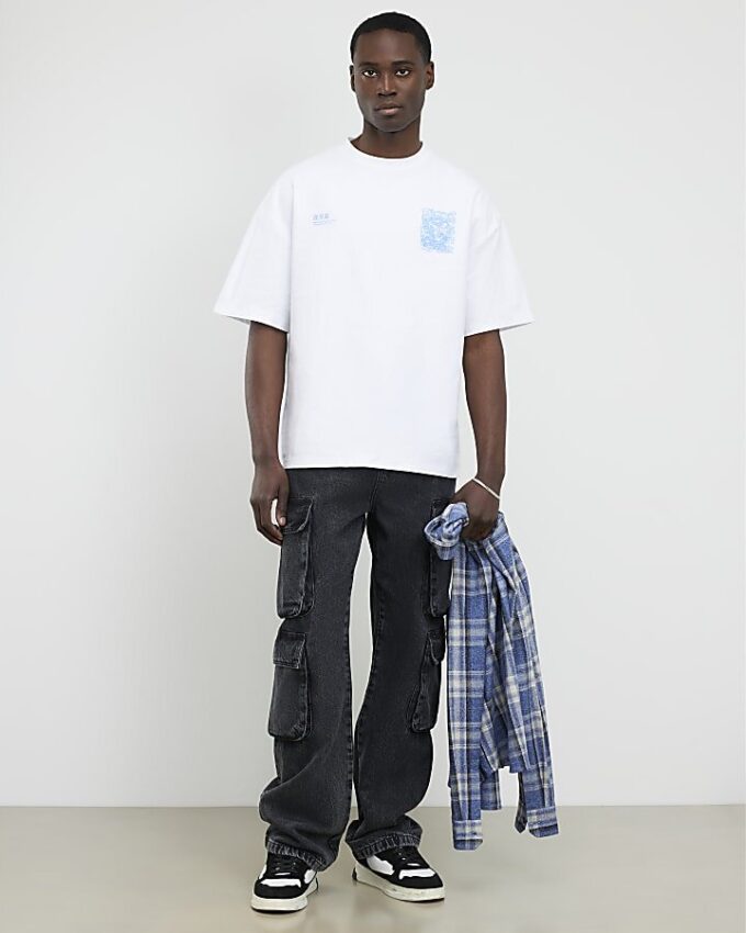 White Oversized Fit Kagawa Dragon T-Shirt