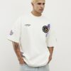 White Oversized Fit Multi Badging USA T-Shirt