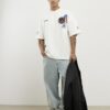 White Oversized Fit Multi Badging USA T-Shirt