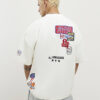 White Oversized Fit Multi Badging USA T-Shirt