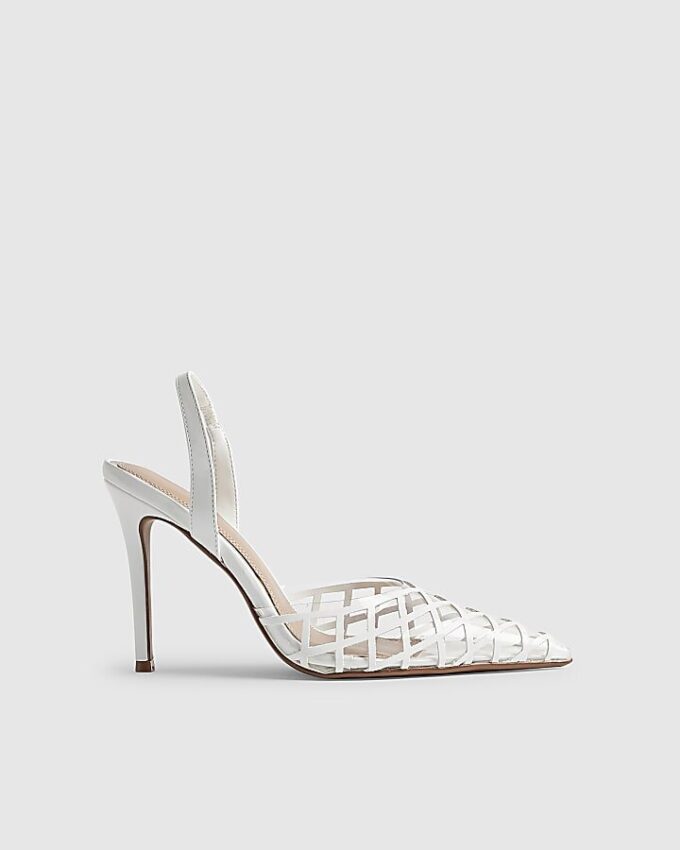 White Perspex Court Slingback Heels