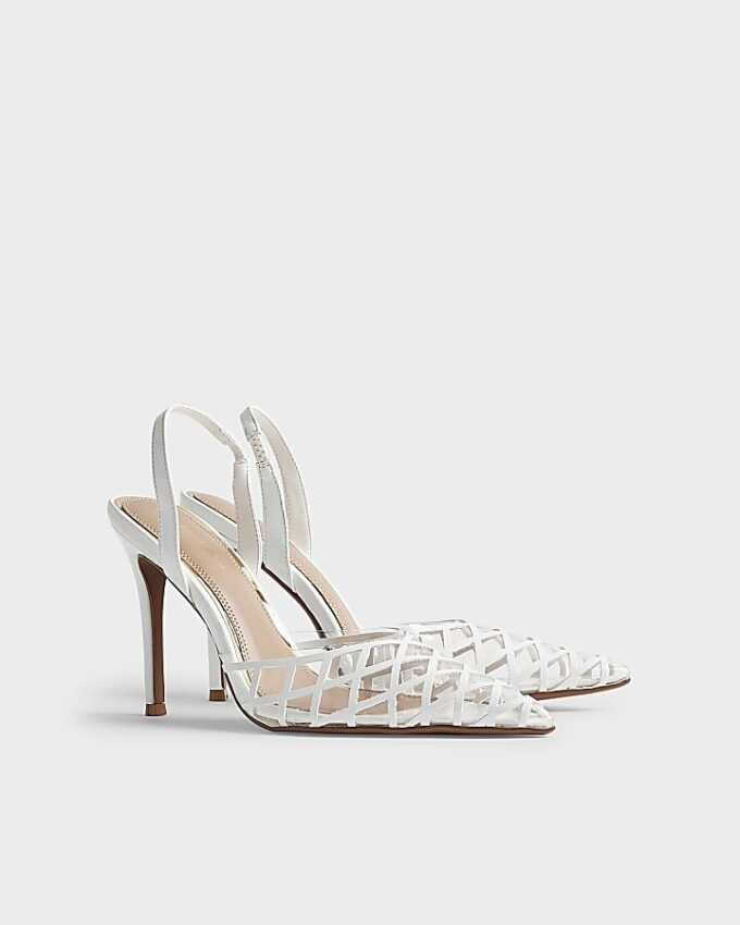 White Perspex Court Slingback Heels