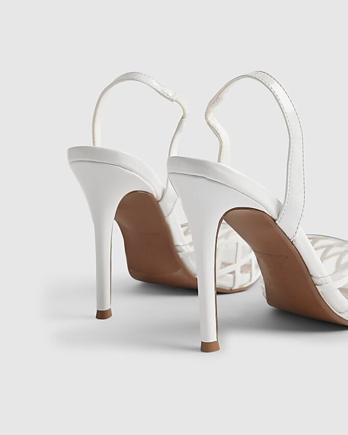 White Perspex Court Slingback Heels