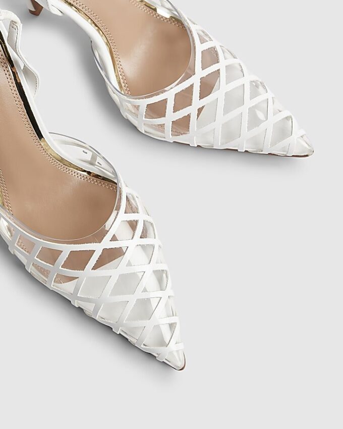 White Perspex Court Slingback Heels
