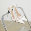 White Perspex Court Slingback Heels