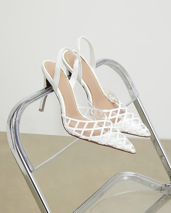 White Perspex Court Slingback Heels