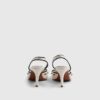 White Piped Bow Sling back Court Heels