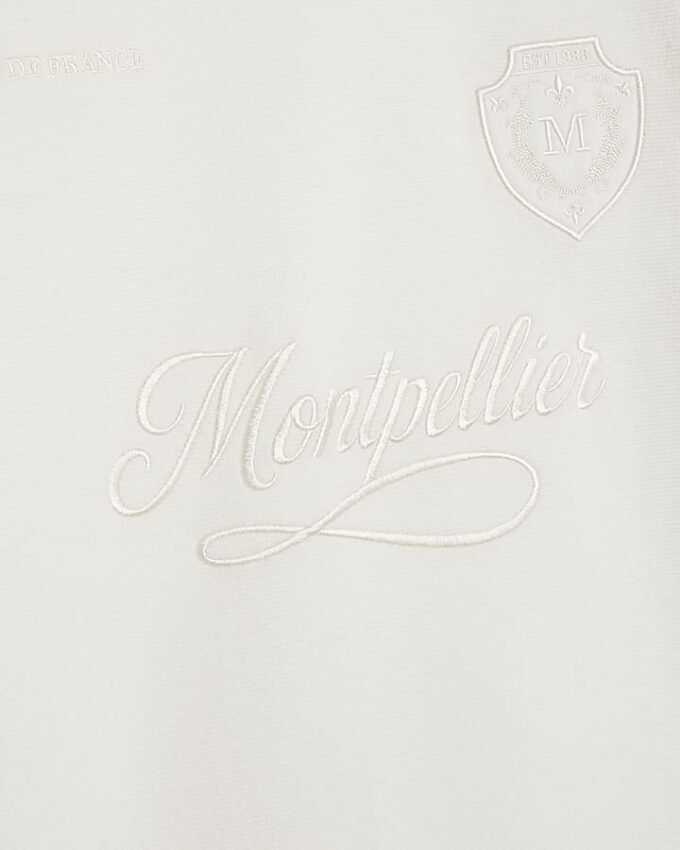White Regular Fit Embroidered Polo Top