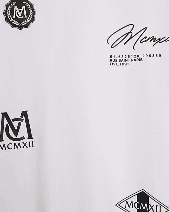 White Regular Fit MCMXII Multi Badge T-Shirt