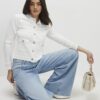 White Scallop Trim Diamante Button Cardigan