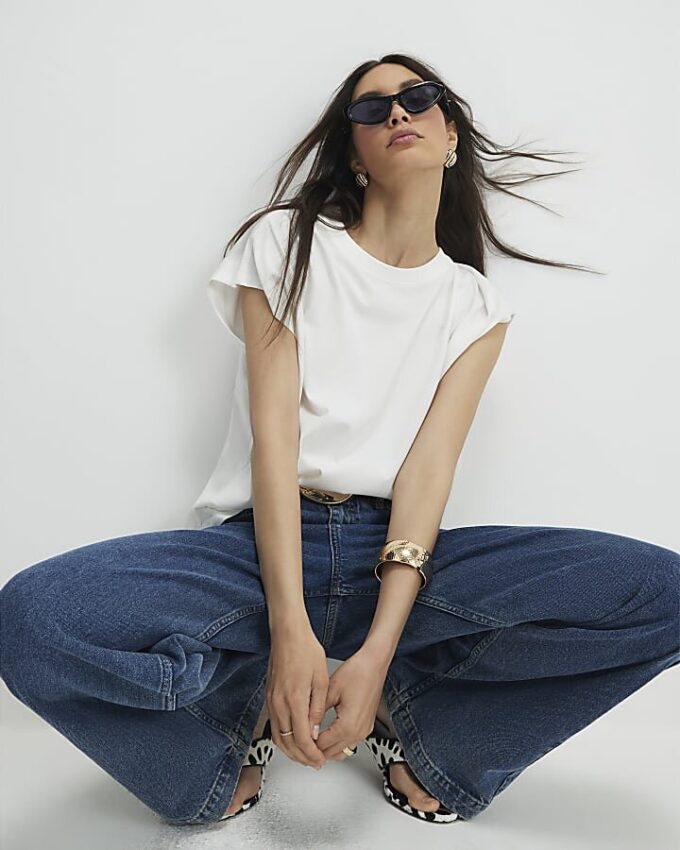 White Short Sleeve Loose Fit Top