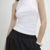 White Sleeveless Cotton Tank Top