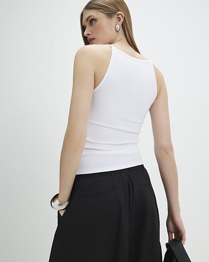 White Sleeveless Cotton Tank Top