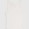 White Sleeveless Ribbed Tank Top