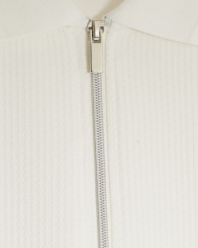 White Slim Fit Textured Polo Shirt