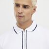 White Slim Fit Textured Zip Tipped Polo Shirt